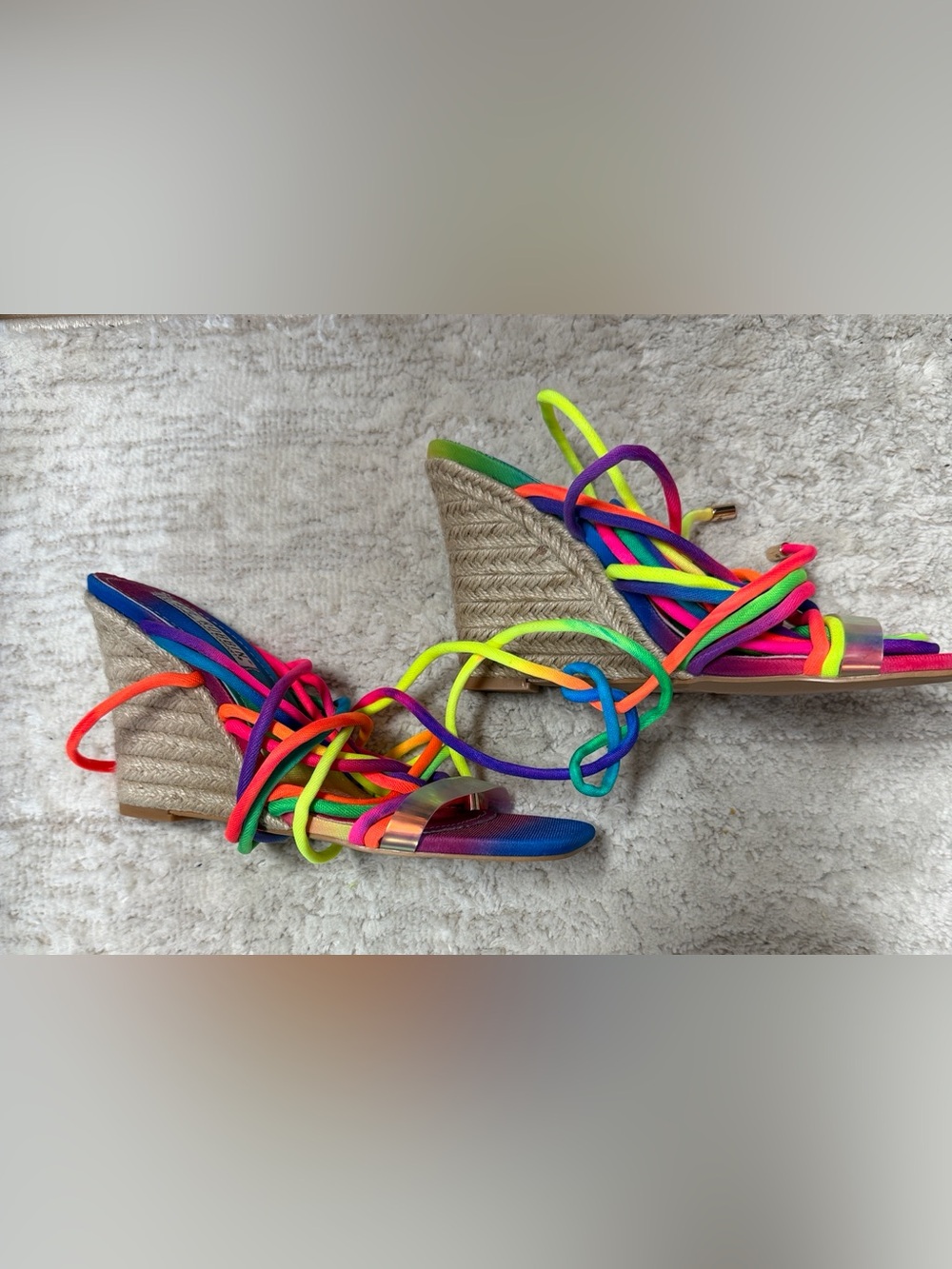 NEW Neon Lace-Up Wedge Sandals - by Cape Robbin, Size 9